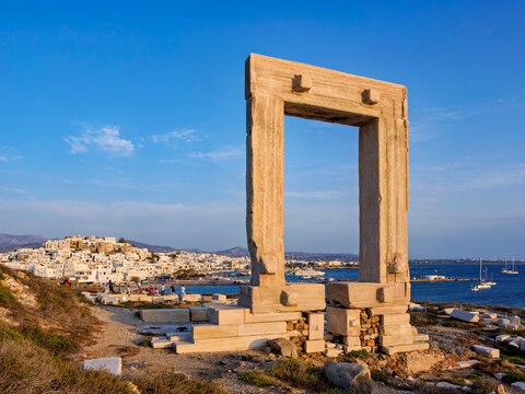 Temple of Apollo at sunset, Chora, Naxos City, Naxos Island, Cyclades, Greece