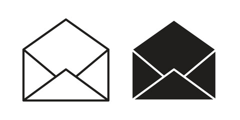 Open envelope icon concept. Silhouette, glyph symbol. Isolated design.