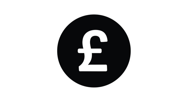 A stark white pound symbol displayed against a black circular background silhouette