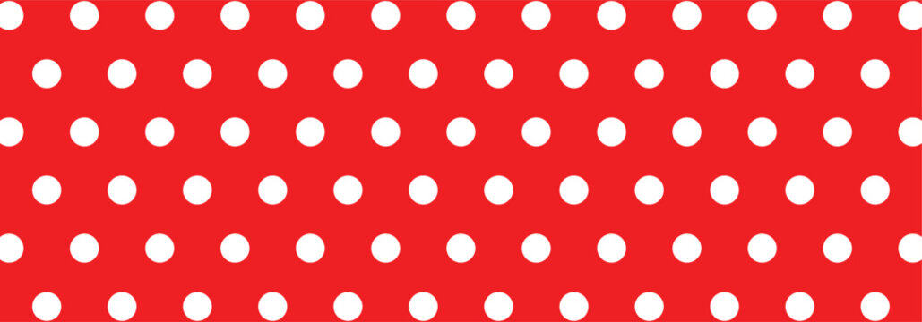 Doodle white polka dots pattern on a red background. Polka dot seamless pattern background used in fashion, packaging and graphics design.