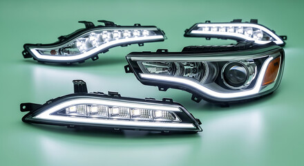 Obraz premium Automotive LED Headlights: Modern Design and Enhanced Visibility.