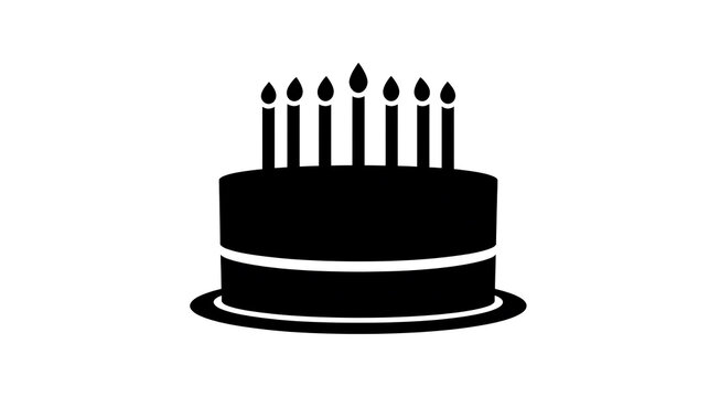 A silhouette of a birthday cake adorned with candles, perfect for celebrations