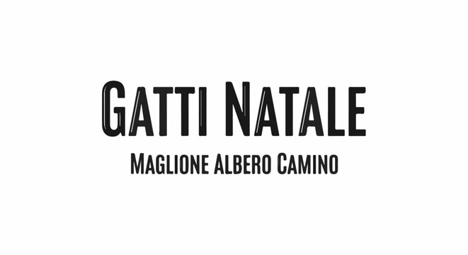 Black text "Gatti Natale" above "Maglione Albero Camino