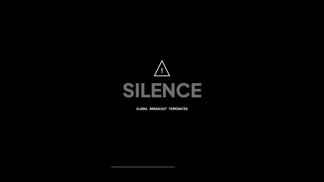 Silence Global Broadcast Terminated Warning Emergency Alert System Screen for World War III Doomsday Scenario and Post Apocalyptic Communication Blackout 4K