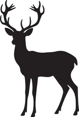 Obraz premium Elegant Deer Silhouette Vector Illustration on White Background 