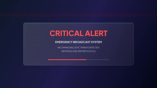 Modern Glassmorphism Emergency Broadcast System Warning Interface World War III Digital Security Alert Screen Simulation 4K