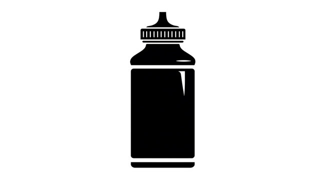A minimalist monochrome image featuring a squeeze bottle with a nozzle and a cap. It is devoid of color, highlighting its shape
