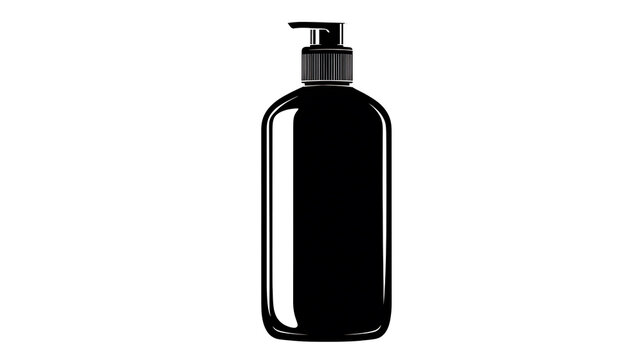 Sleek black dispenser bottle against a clean backdrop, perfect for personal care products. Minimalist and modern aesthetic. 