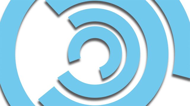 Blue Rotating Circular Rings Animation 4K &ndash; Abstract Spinning Motion Background. Blue Spinning Concentric Circles Motion Background.