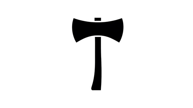 A black silhouette of a double-bit axe, a tool of precision and power. The axe is a symbol of strength and work
