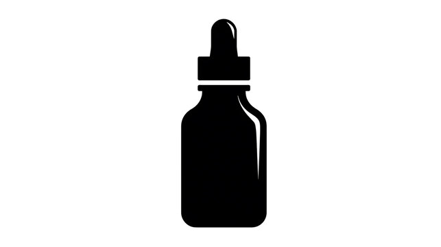 A simple, elegant black silhouette of a dropper bottle, conveying the essence of liquid medicine or cosmetic product. The design is clean and versatile.