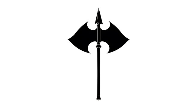 A silhouette of a poleaxe, a formidable weapon. The poleaxe is a weapon of the Middle Ages, with a blade and a spike