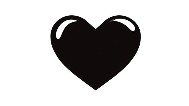 A single black heart on a neutral background. The heart is solid and shiny