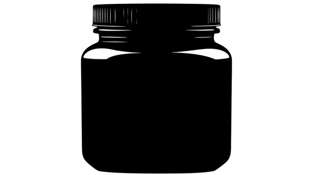 A sleek, empty black glass jar with a screw-on lid, perfect for product display or storage.