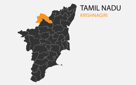 Tamil Nadu png map with districts, Indian state Tamil Nadu district map, Tamil Nadu Krishnagiri