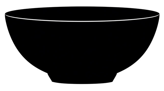 A silhouette of a black bowl, perfect for showcasing your favorite foods.