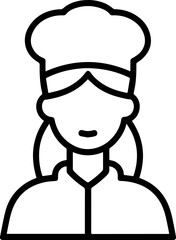 Hand Drawn Woman as Chef Black and White Avatar Illustration in Minimal Line Art Style Design