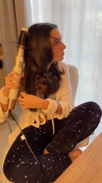 Hair Care Routine with Electric Hair Styler