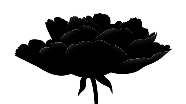 A striking silhouette of a delicate flower with intricate petals and stem. The elegant lines and form of the bloom are captured in stunning detail