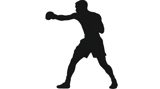 A silhouette of a boxer throwing a punch, displaying strength and agility
