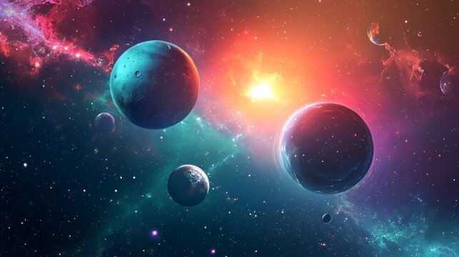 Cosmic planets and nebula a vibrant illustration of outer space