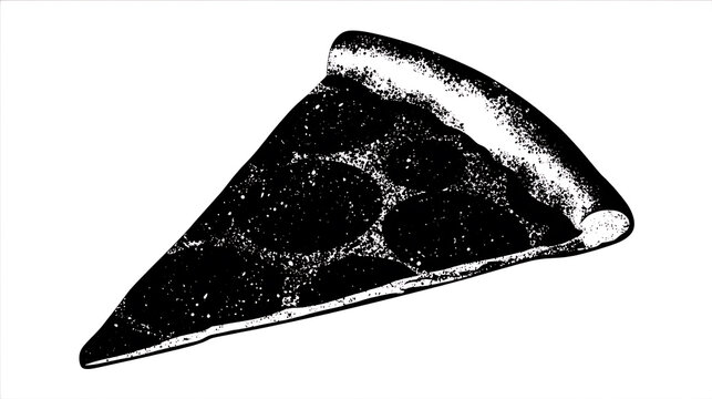 A single slice of pepperoni pizza ready to eat, simple line art