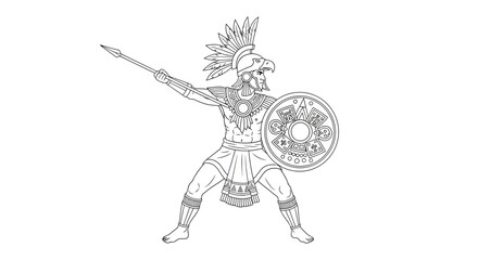 Fototapeta premium Ancient Greek Warrior with Spear and Shield, Ready for Battle