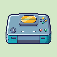 Retro Console Cartoon Illustration with Simple Colors and Bold Black Outlines © SharikaShammi