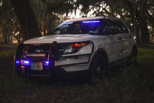 Ford explorer cop police squad car in beaufort, South Carolina, March 1, 2026