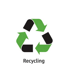 Obraz premium Recycling symbol with green and black arrows on white background