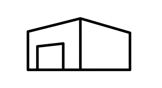 Simple Line Drawing of a Barn.