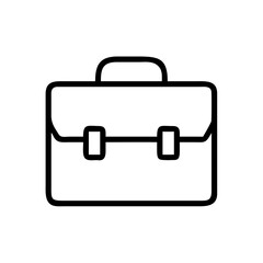 Classic briefcase icon with two sturdy handles and latches isolated on white background, Vector