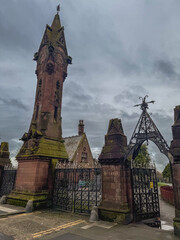 Old gates and building in front of a Cemetery in Liverpool, UK. © Sonny