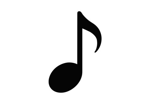 Single solid eighth music note on white background for music app or signage flat vector icon
