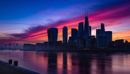 Fototapeta premium chicago skyline at sunset