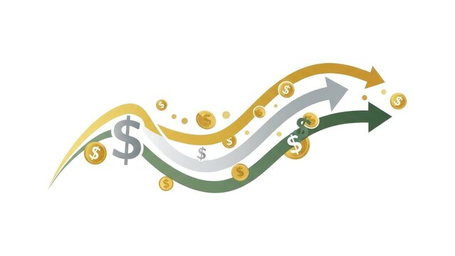 Financial Graph with Dollar Signs and Arrows.
