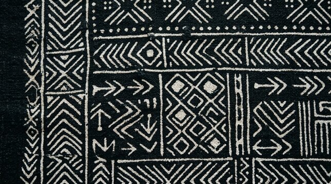 Authentic African mudcloth textile pattern representing Black History Month  