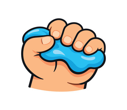 A close-up of a hand firmly squeezing a bright blue putty or slime, useful for stress relief, fidget toy, or therapy visuals.
