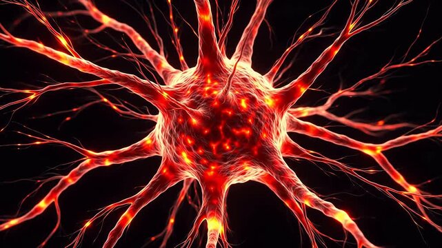 Neuron cell with glowing axons