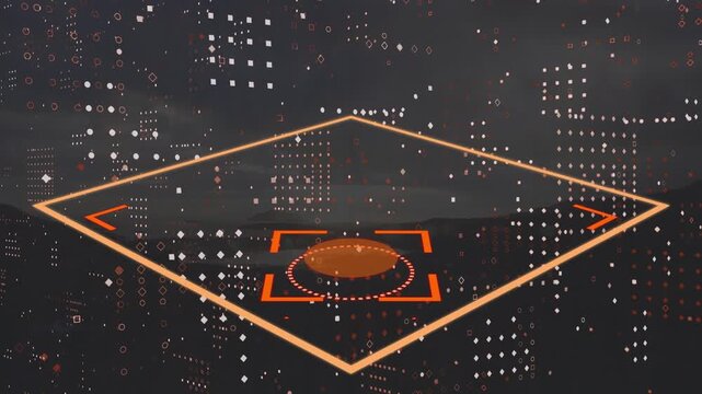 Animation of scope scanning over row dots pattern against grey background