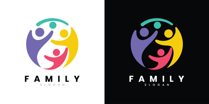 Colorful family logo vector for community, together and care