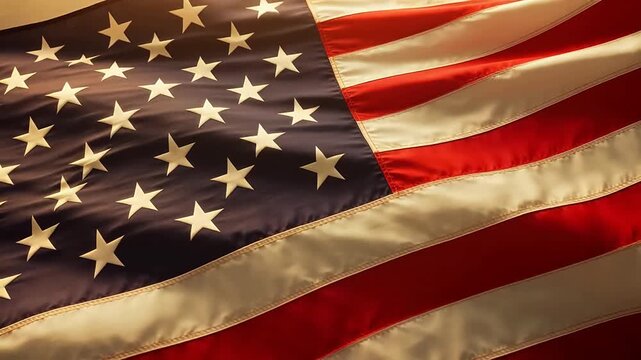 Closeup of American flag with stars and stripes