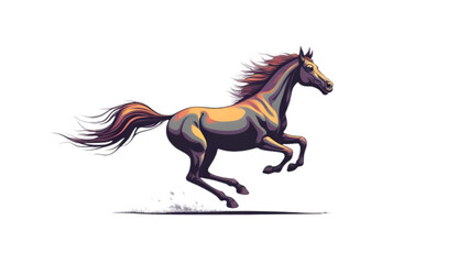 Vector illustration of a running wild stallion, featuring a graceful mane and tail, for equestrian and farm animal art designs. © Habibah
