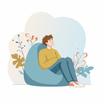 phlegmatic personality calm person flat vector illustration isolated on white background