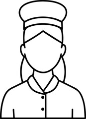 Obraz premium Hand Drawn Woman as Chef Black and White Avatar Illustration in Minimal Line Art Style Design