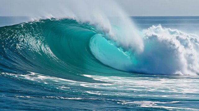 Large ocean wave curling and crashing