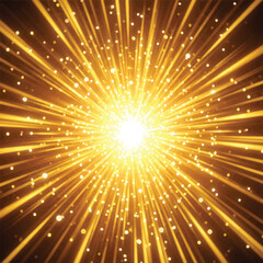 Golden Light Explosion with Radiating Lines and Particles