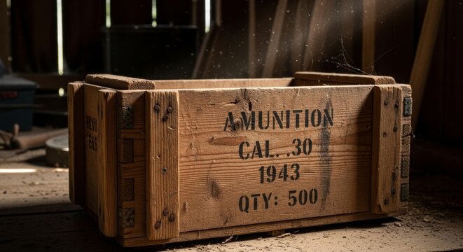 Vintage Wooden Ammunition Crate With Markings