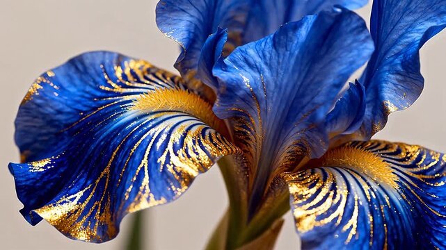 Blue Iris Flower with Gold Veins