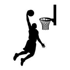 basketball player doing a slam dunk illustration vector © Desi